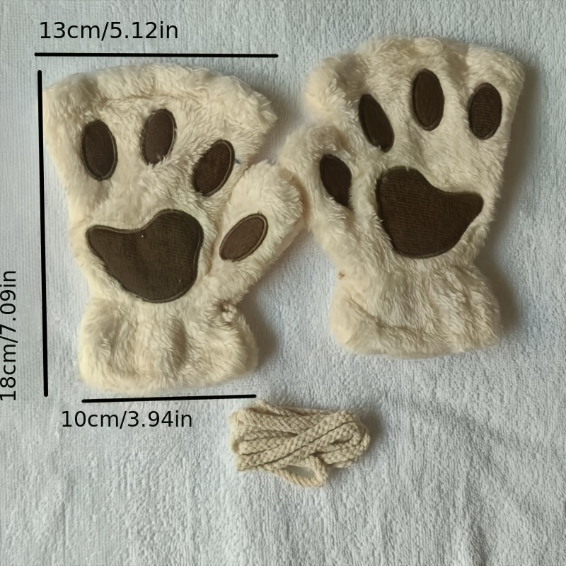 cute cat paw gloves warm cozy half winter gloves Temu Canada