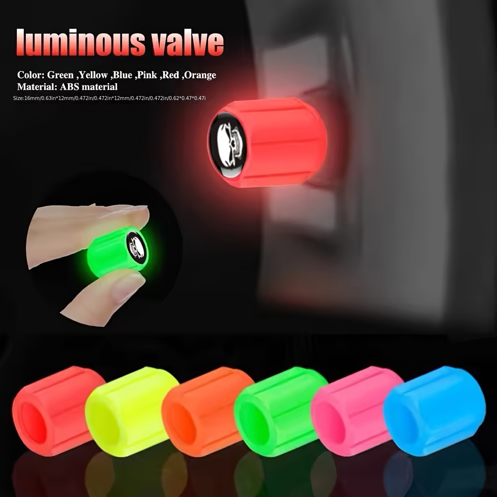 

4/8pcs Nouveau Couvercle de Valve de Pneu Fluorescent en de Crâne de Nuit Convient pour Voitures, Motos, Camions, Vélos, Couvercle de Valve Tendance