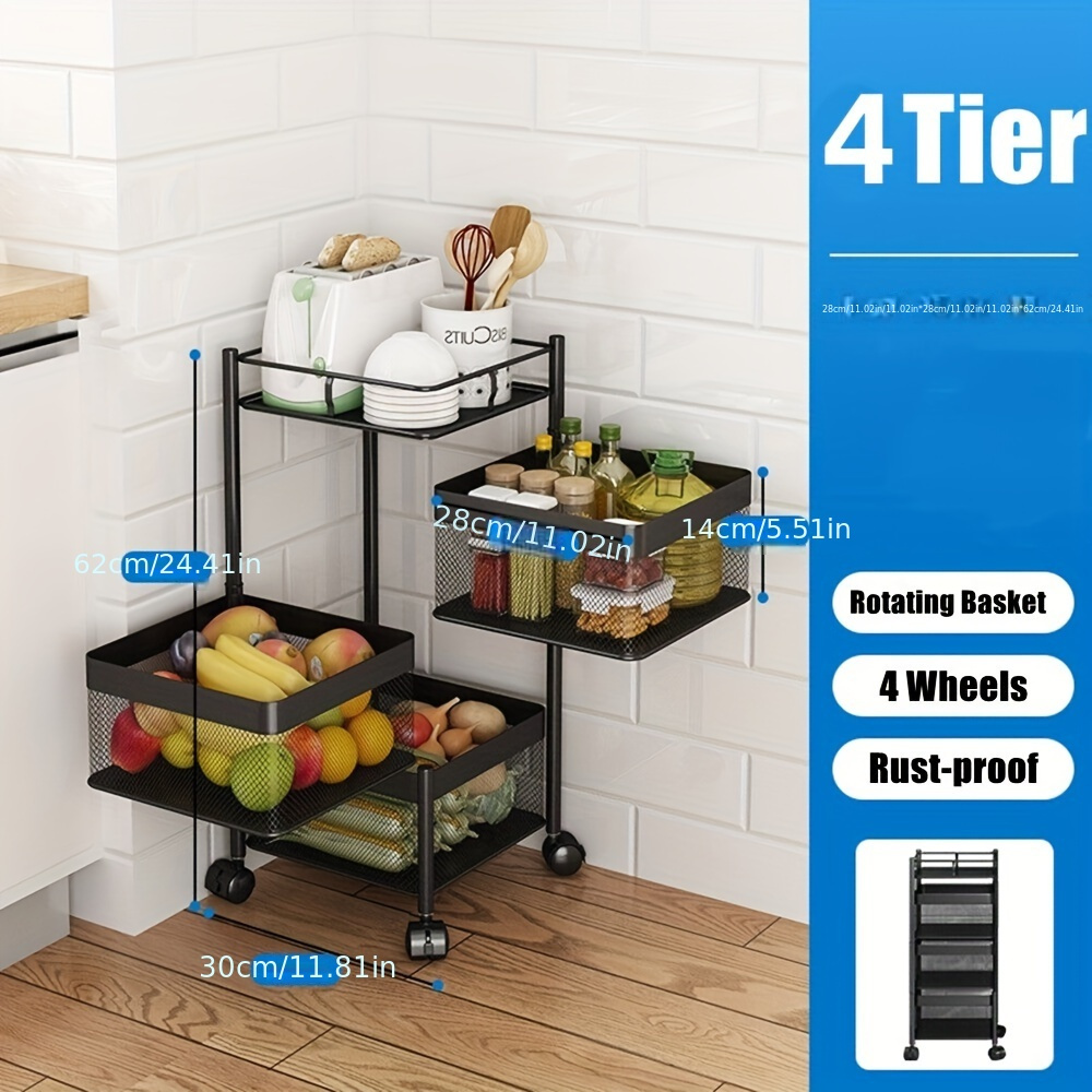 Kitchen Tool Rotating Storage Shelves Rack Metal Multi Layer