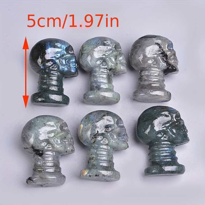 Labradorite Skeleton Head Carving Energy Meditation