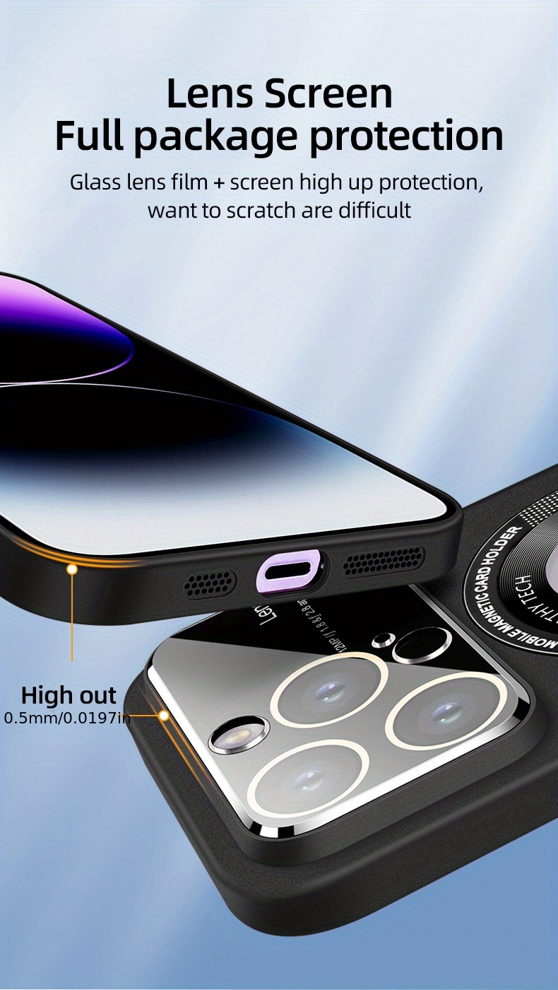 Luxury Shockproof Matte Glass Lens Wireless Charging Phone Case