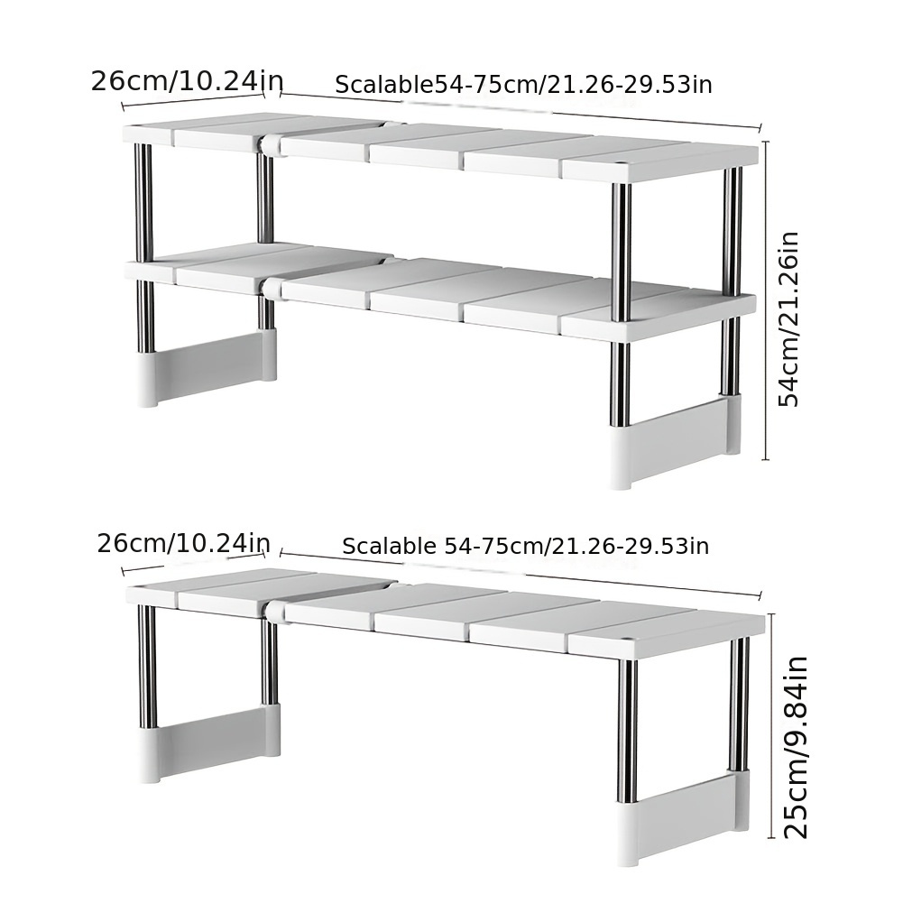 1Pc Adjustable Stainless Steel Sink Storage Rack Single Tier