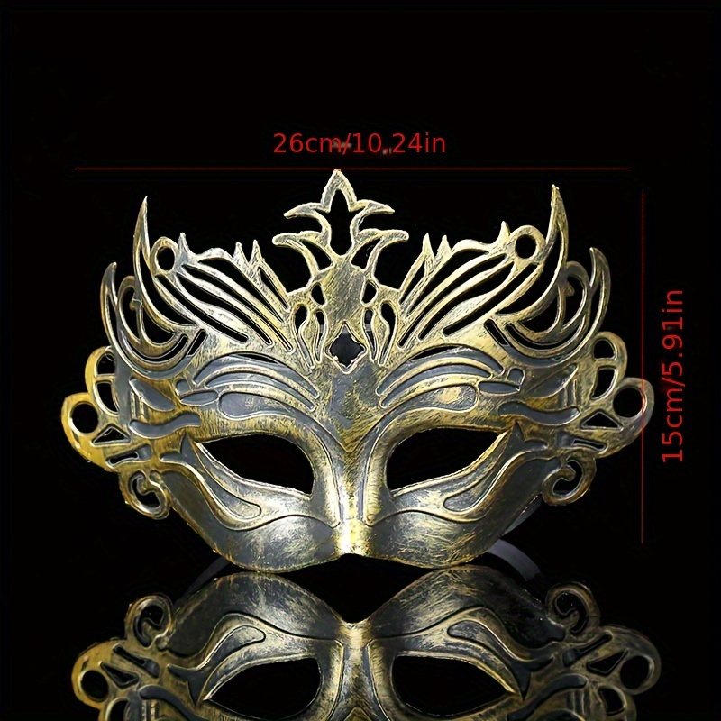 1pc Antique Masquerade Mask - Venetian-Style Ornate Baroque Design, Durable PVC Unisex Mask for Costume Parties, Birthdays, Anniversaries & Adult Celebrations, Themed Party Gear | Decorative Detailing | Crafted Metallic Finish