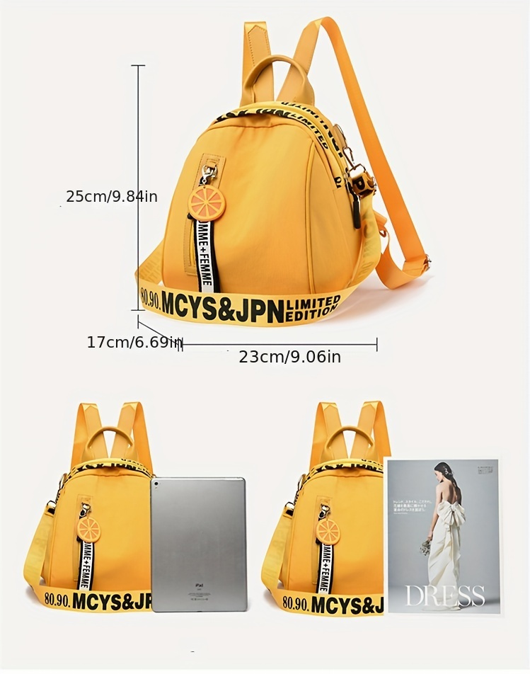 womens backpack lemon decorative shell bag girl casual shopping oxford cloth bags details 1