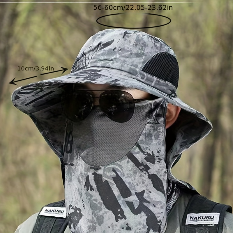 Mens Camouflage Shawl Sun Hat Outdoor Cover Face Neck Protection