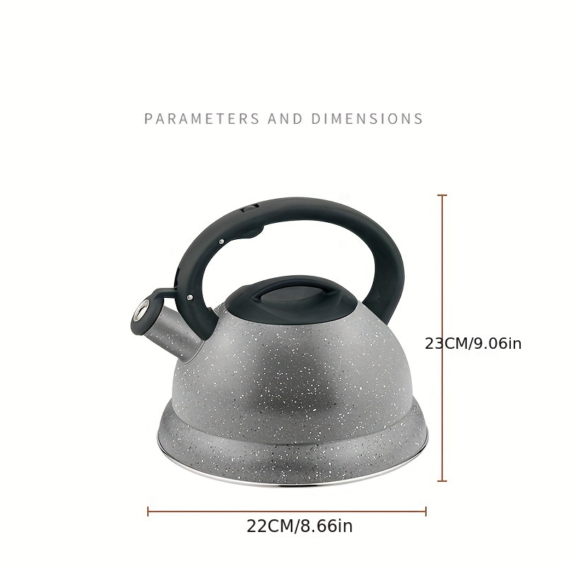 1pc stainless steel kettle with black plastic heat   handle anti rust and loud   stainless steel tea kettle for stovetop household whistle kettle 3l details 2