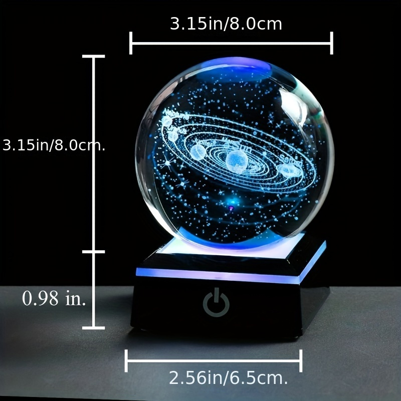 1pc small   system crystal ball with touch led base planets   night light for home decoration gift for astronomy lovers educational space   15in Product details 4