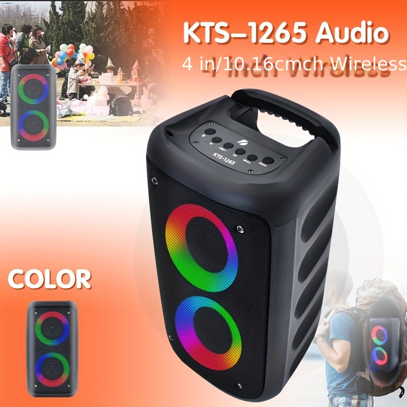  Altavoz Bluetooth, altavoz inalámbrico portátil de 40 W (pico  de 60 W) con luces coloridas, subwoofer doble graves pesados, radio FM,  reproductor de MP3, altavoz estéreo fuerte para el hogar, fiesta 
