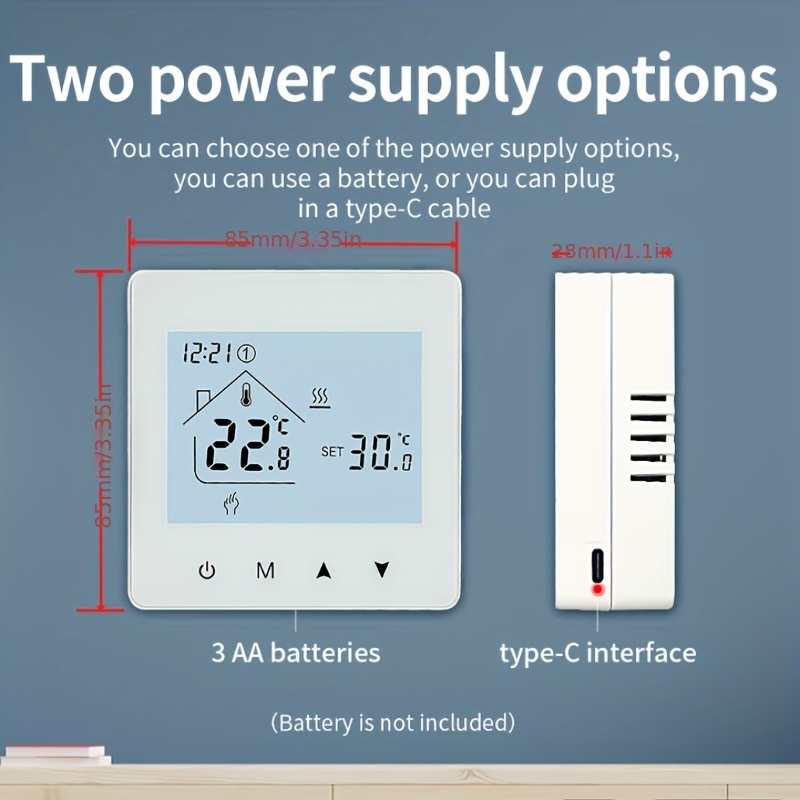 Warm Floor Thermostat Battery And Type C Powered - Temu