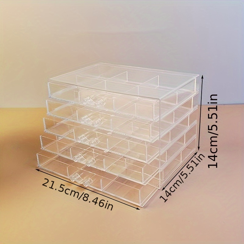 Image of 1pc Acrylic Jewelry Box, Earring Storage Box With Drawers, Transparent Jewelry Display Stand Storage Holder, Home Decor