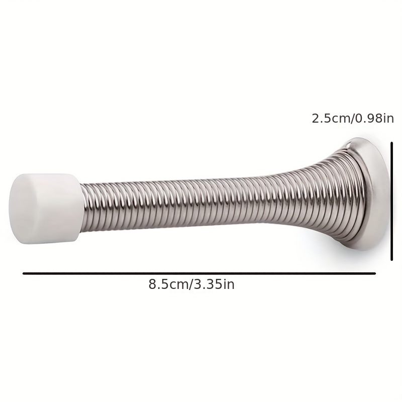Flexible Spring Door Stopper Rubber Bumper Tips Satin Nickel Finish