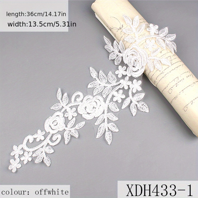 Corded Floral Applique on Mesh - Pairs