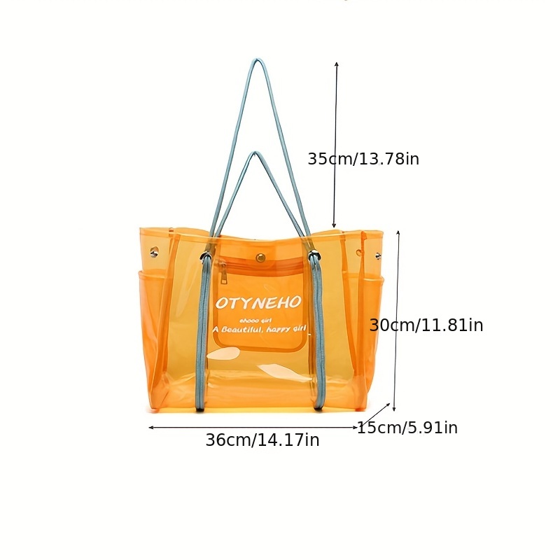 Large Capacity Pvc Transparent Tote Bag, Portable Lightweight Storage  Shoulder Bag, Fashion Travel Toiletry Bag - Temu