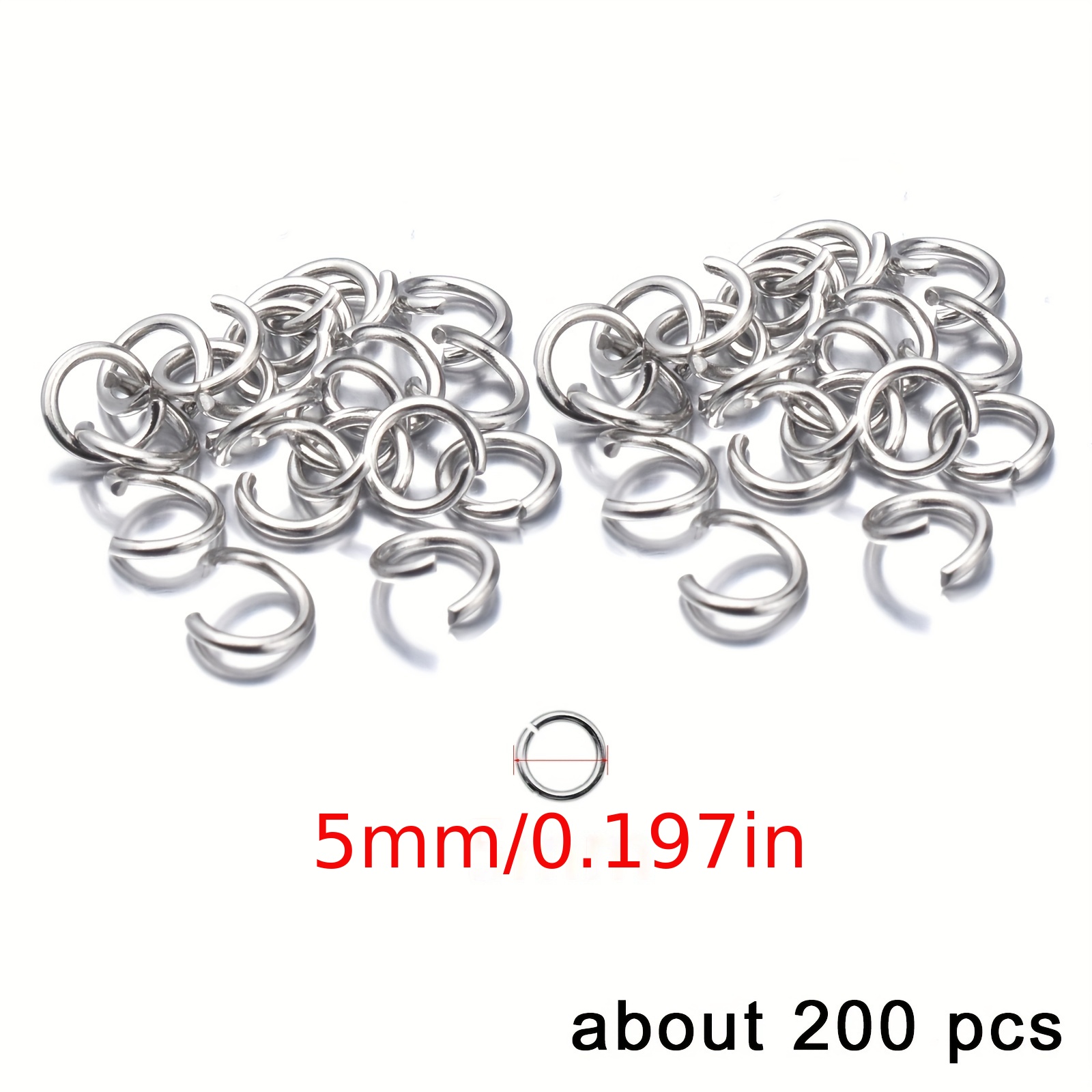 TEMU Acerca De 200pcs/pack, Anillos De Salto Abiertos De Acero Inoxidable, Conectores De Pulsera Y Collar, Para Accesorios De Joyería DIY