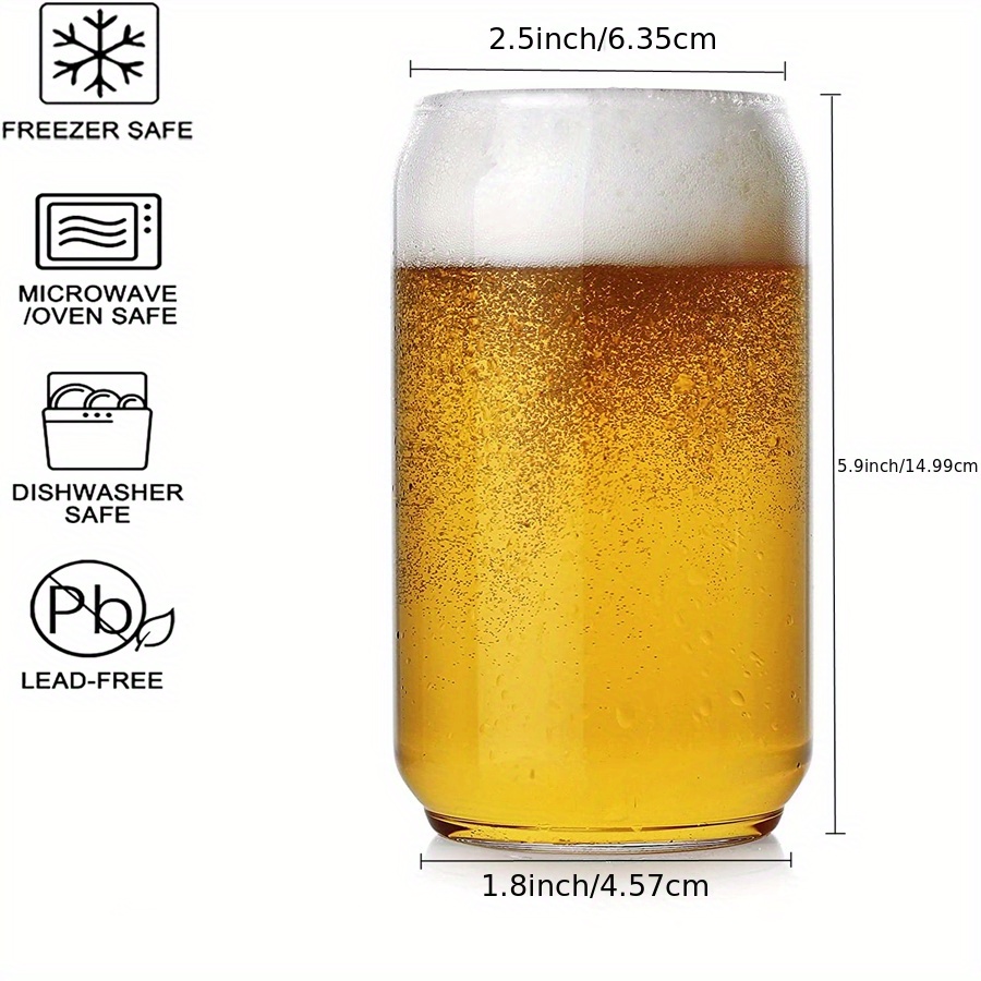 2 Pc Glass Beer Mug Pilsner Glass Cups Clear Coffee Tea Hot Cold