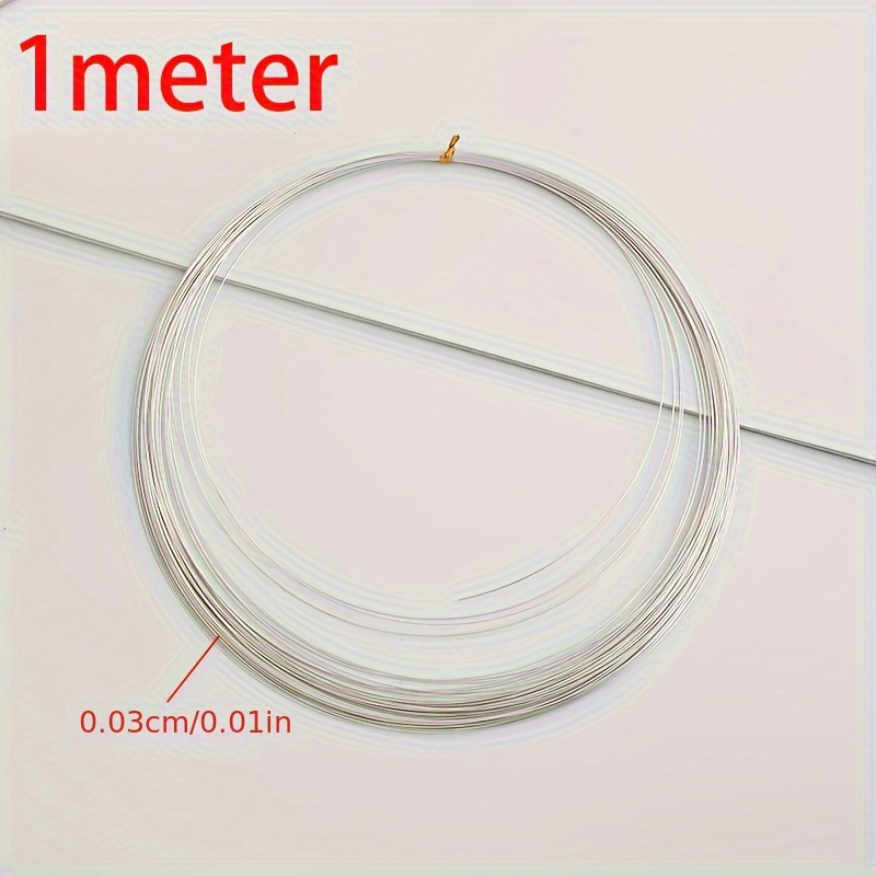 TEMU 1m/39.37inch 925 Silver 0.3mm Silver Wire For Diy Bracelet Necklace Making