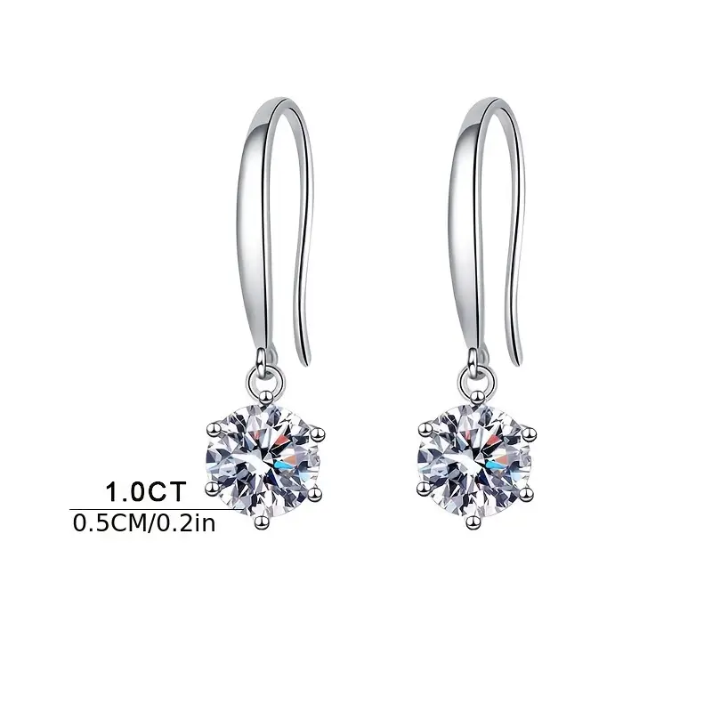 1ct moissanite dangle earrings moissanite 925 sterling silver 6 prong earrings suitable for women valentines day gift christmas gift Product details 4