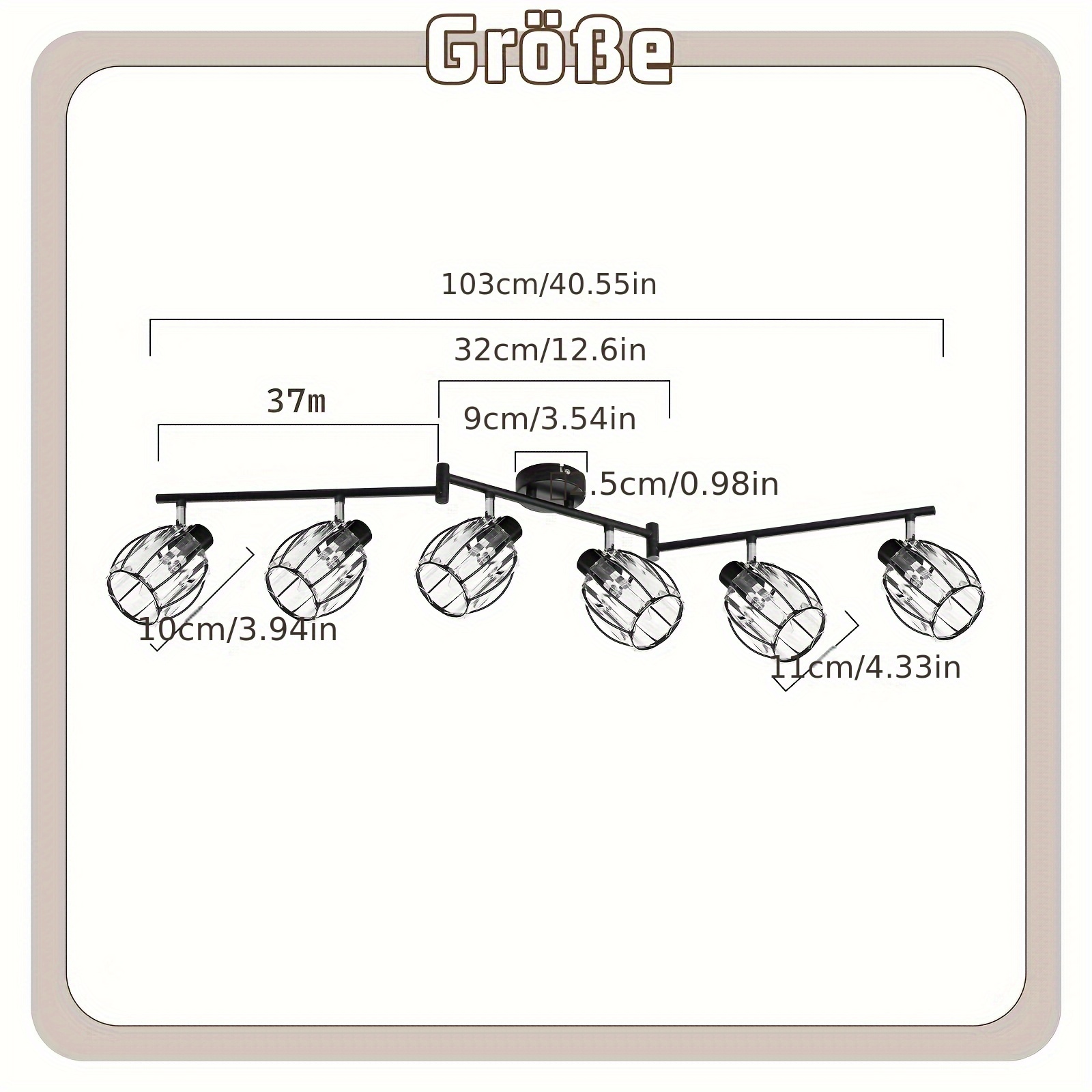 Image of Ceiling Spotlight 6/4/3/2/1 Light Ceiling Lamp Living Room - Retro Crystal Ceiling Lamp Black Vintage Design Spotlight 350° Rotatable E14 Spotlight Suitable For Bedroom Kitchen Hallway (without Bulb)