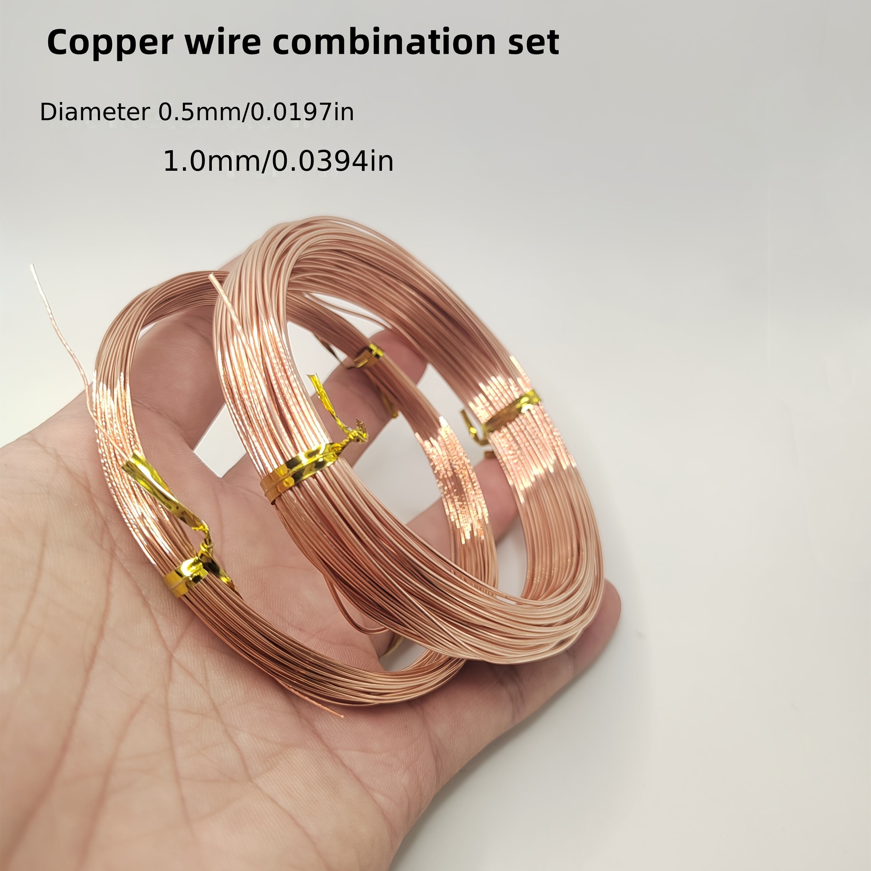 

20m Each Copper Combination Set, , 0.5mm & 1.0mm Diameter, Copper Thread, 2 In 1 Package