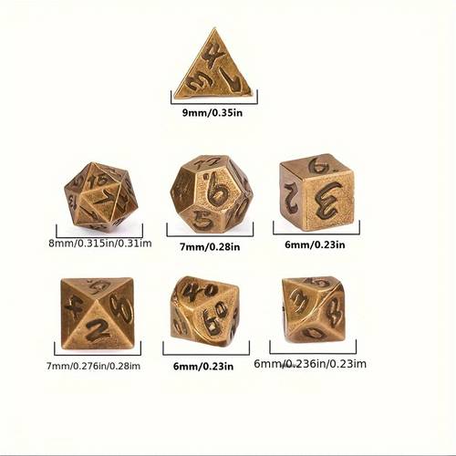 dnd 7pcs retro mini metal dice set vintage treasure for halloween enthusiasts compact durable and collectible