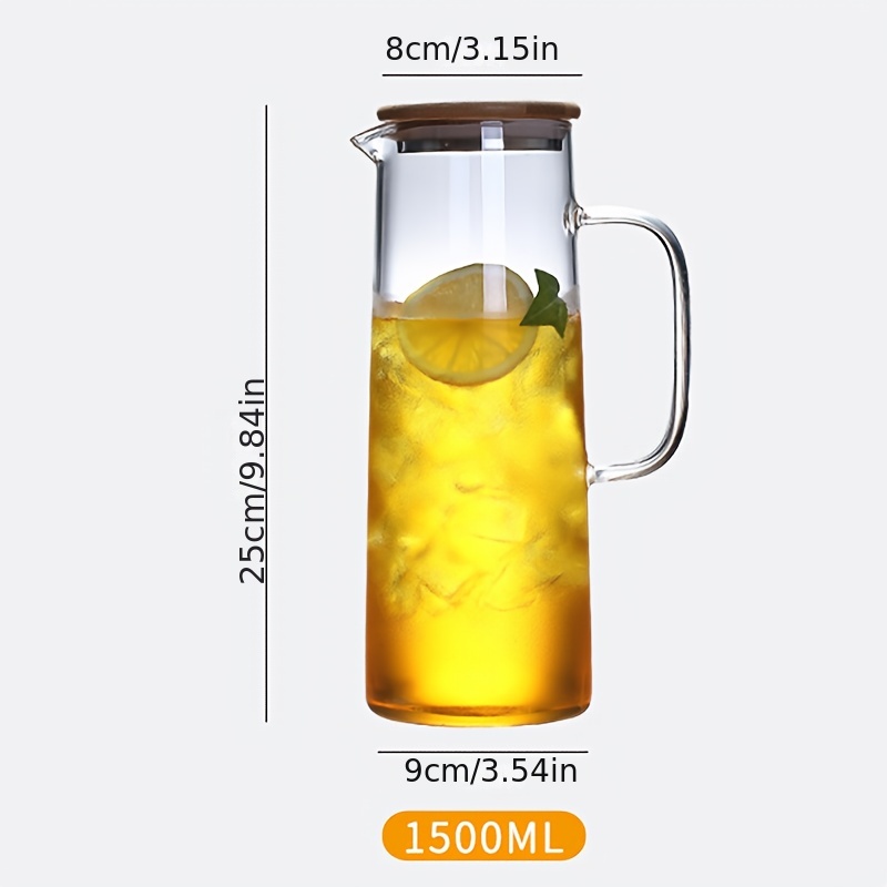 1pc, Glass Pitcher With Lid, 67.63oz Heat Resistant Heavy Duty Water  Pitcher, Drink Carafe, For Cold Beverges, Drinkware