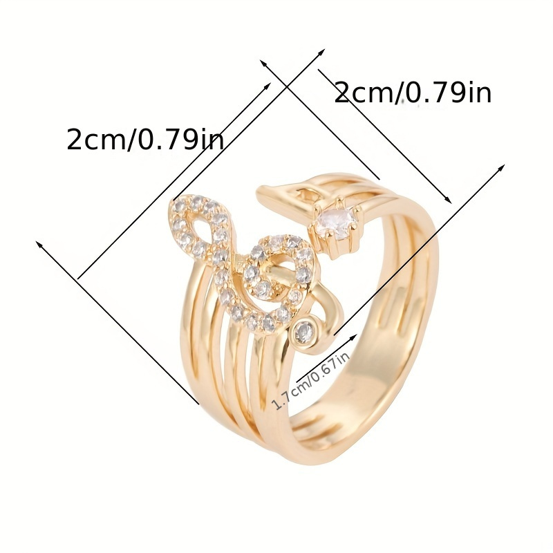 French Open Musical Note Ring Synthetic Zircon & Copper