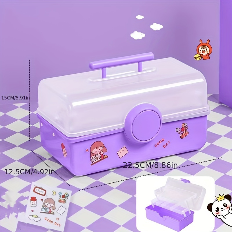 purple Cute Makeup Box Plastic Toy Box With Lock - Temu