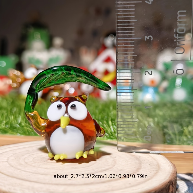 

Miniature Glass Animal Figurine Collection - Cute Owl, Raccoon, Dachshund, Duck Desk Decorations - Festive Home Decor Craft - No Electricity Required
