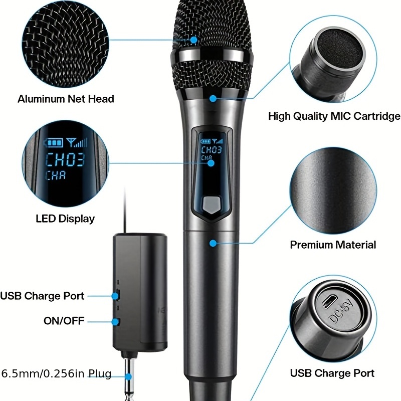 KINGLUCKY Microphone sans fil Rechargeable fréquence fixe VHF 30m
