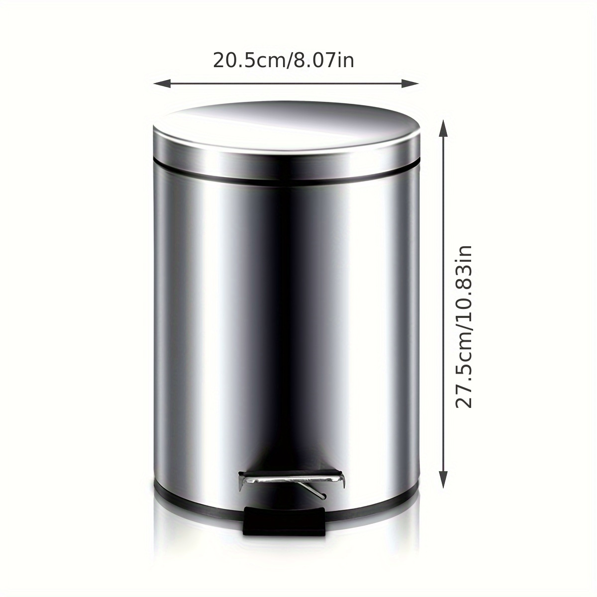 TEMU Stainless Steel 5l Trash Can With Lid And Foot Pedal - Living Room, Kitchen, Or Bathroom Storage