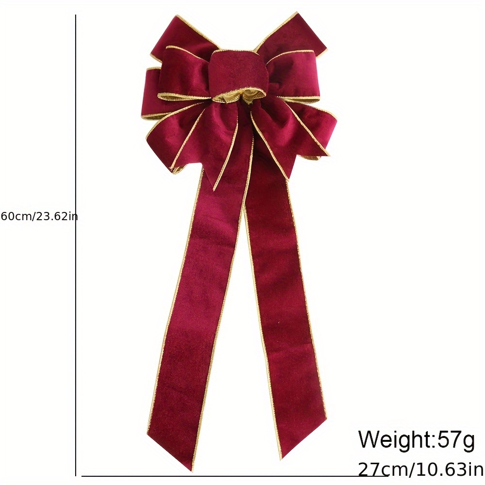 TEMU Grand nœud rouge de 60 cm, pendentif de décoration d'arbre de Noël, nœud de Noël en velours, décoration de Noël & Halloween, école