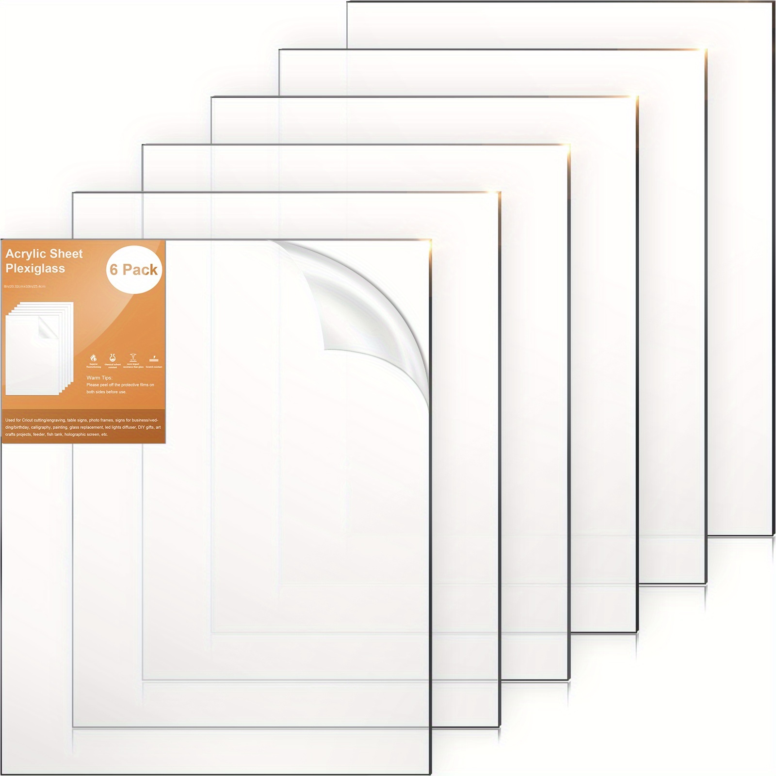 Pack de 10 Placas de Metacrilato Transparente - Espesor 4 mm