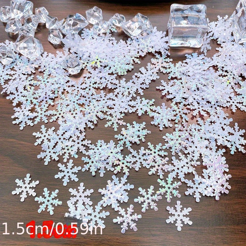 300pcs 2cm Christmas Artificial Snowflakes Confetti Xmas Tree Ornaments  Navidad Decorations for Home Wedding Party Cake Decorati
