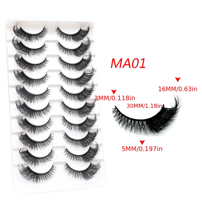 10 Pairs 3D Cat Eye False Eyelashes for Makeup Wedding Party