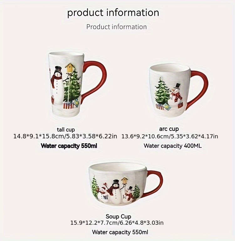 Nordic Village Christmas Snowman Ceramic Coffee Mug - Temu