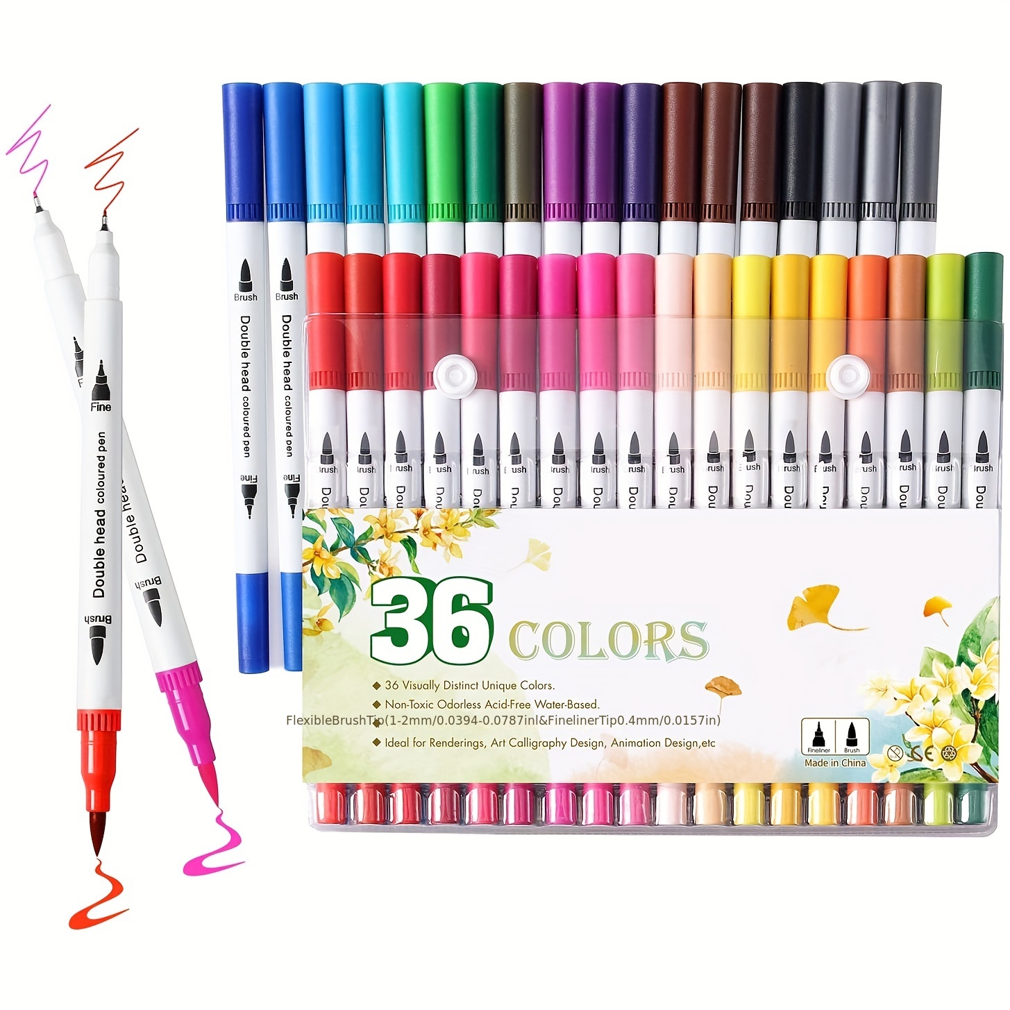 Coloring Markers Set for Adults Kids Teen 36 Dual Brush Pens Fine Tip Art  Colored Markers for Adult Coloring Books Bullet Journal School Office