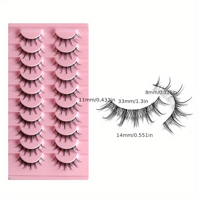 10 Pairs Cat Eye Lashes w/ Transparent Stems