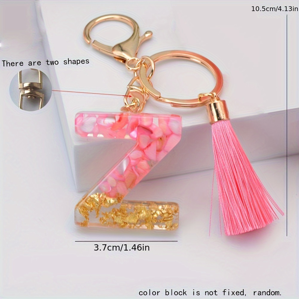 New Acrylic Letter Keychains 26 Glitter English Alphabet Tassels Jewelry  N6n5 Car Ball Bag Keyring Accessories Pendent N7M8
