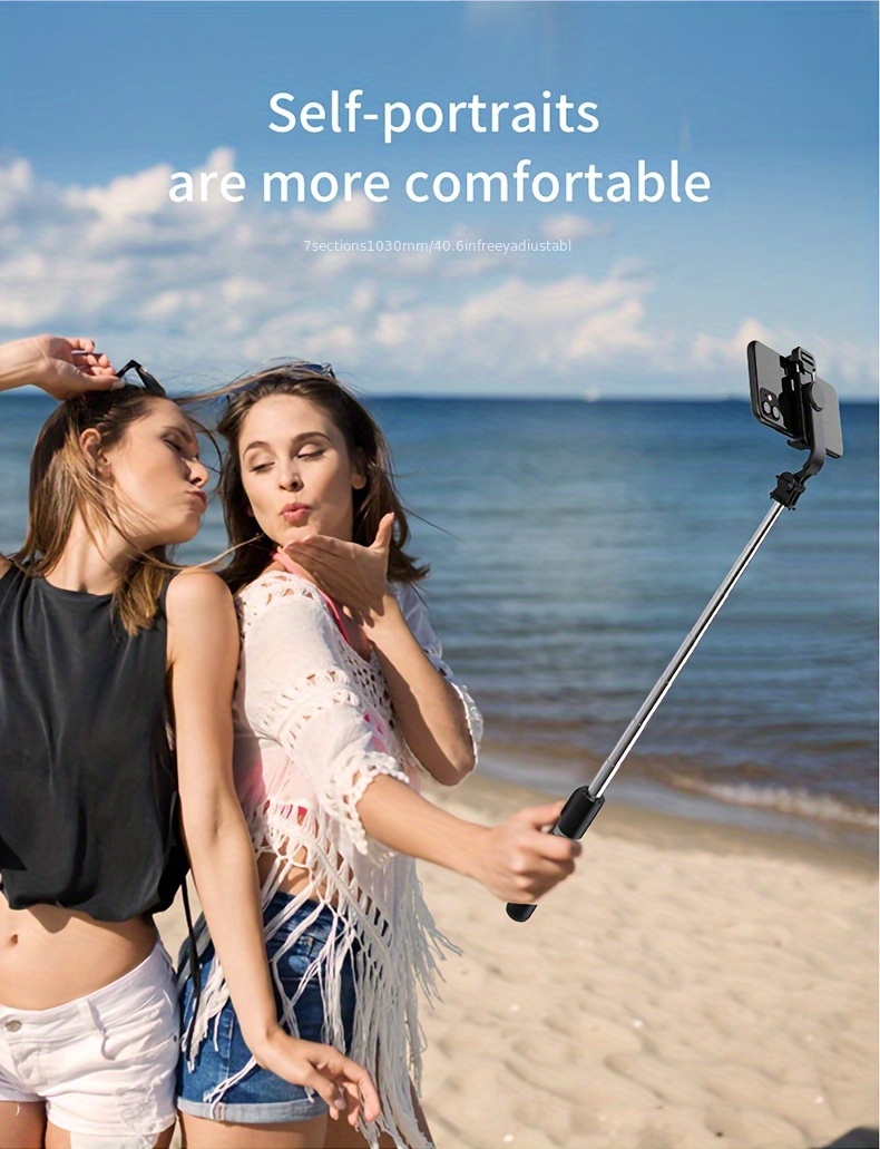 40-inch Extendable Phone Selfie Stick, Professional Floor Stand Designed for Live Streaming with Wireless Remote Control Smartphone Tripod, 360° Rotatable, Stable Anti-Shake Handheld Monopod Perfect for Travel and Outdoor Vlogging and Broadcasting, Suitable for iPhone/Android Smartphones