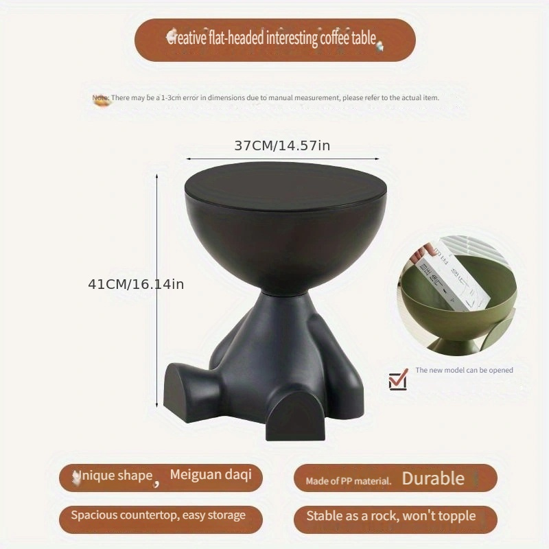TEMU Table Basse en Plastique Moderne avec un , Noire, Table d'Accueil Ronde de Place pour , Légère et Durable, Parfaite pour Canapé ou Chevet, Table