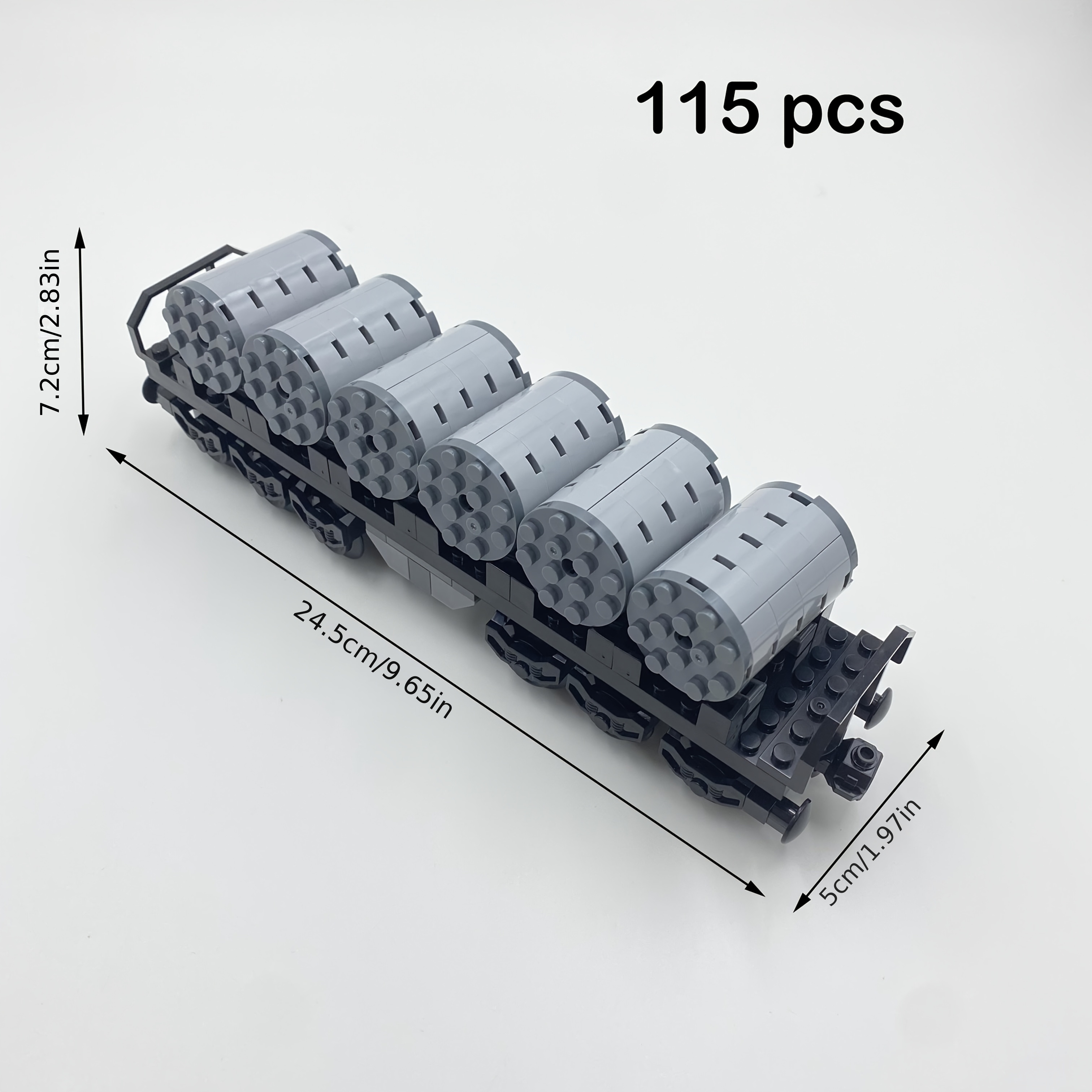 Image of 115pcs Small Particle Building Blocks Moc Rail Car Railway Cable Transport Car Railway Cargo Flat Trailer Model Toy Assembly City Train 4 Axle Car