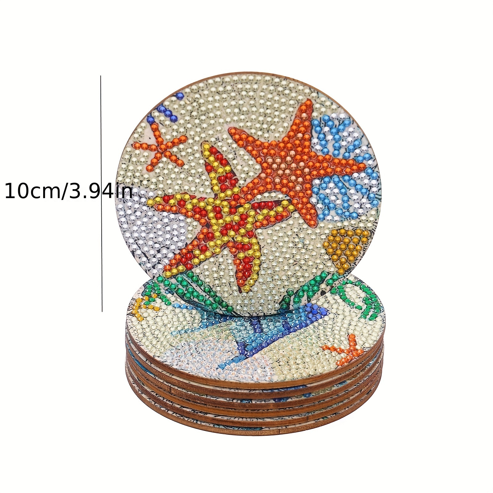 6pcs Sea Animal Diamond Painting Coaster Set (With Stand)