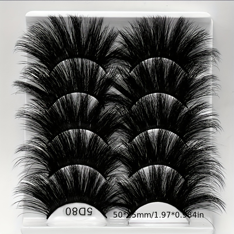 5 Pairs Faux Mink Eyelashes Lengthening Thickening False Eyelashes