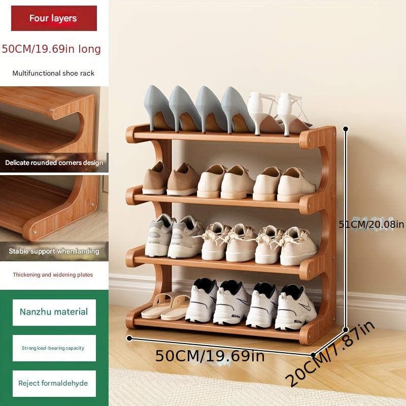 New in 2025 - Space-saving Bamboo Shoe Rack with 1pc - Multi-layered Independent Storage Shelf, Wooden Texture Suitable for Dormitories and Entrances, Easy to Assemble, Brown * Gift