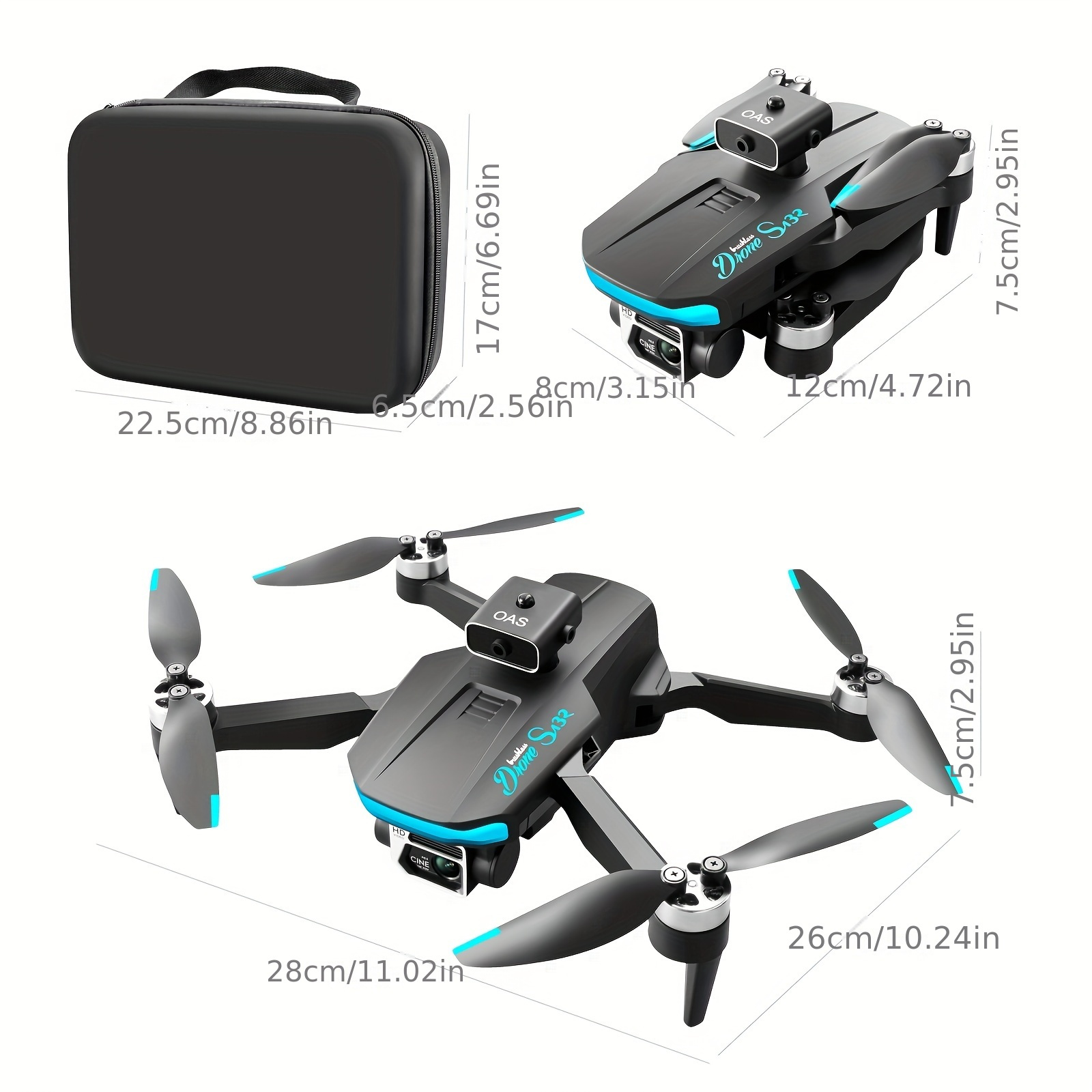 s132 drone hd camera gps global positioning optical flow fixed point hovering four sided infrared obstacle avoidance 90 electrically adjustable lens folding professional aerial photography uav details 11