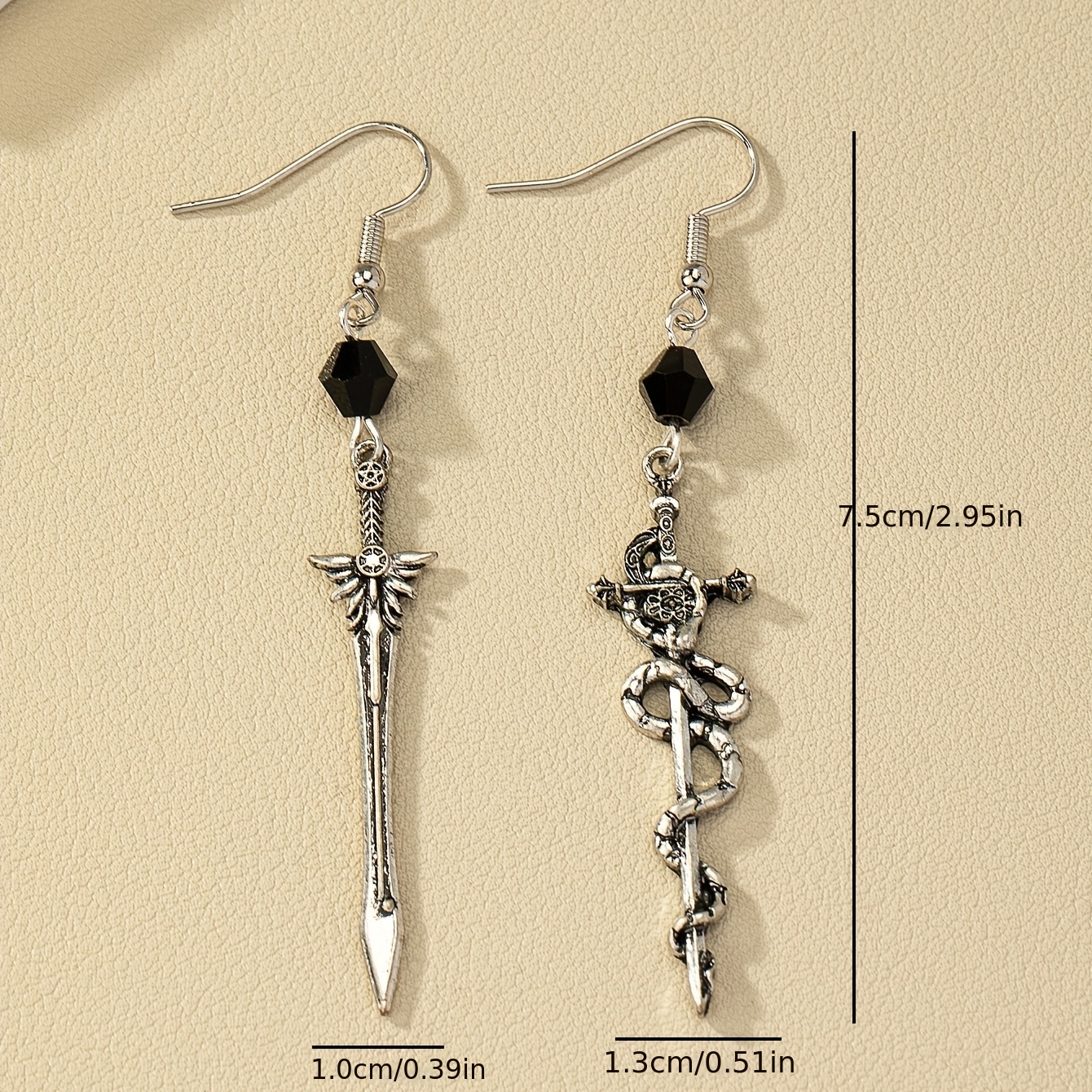 Halloween Gothic Dark Pentagram Snake Wrap Earrings, Creative Gift
