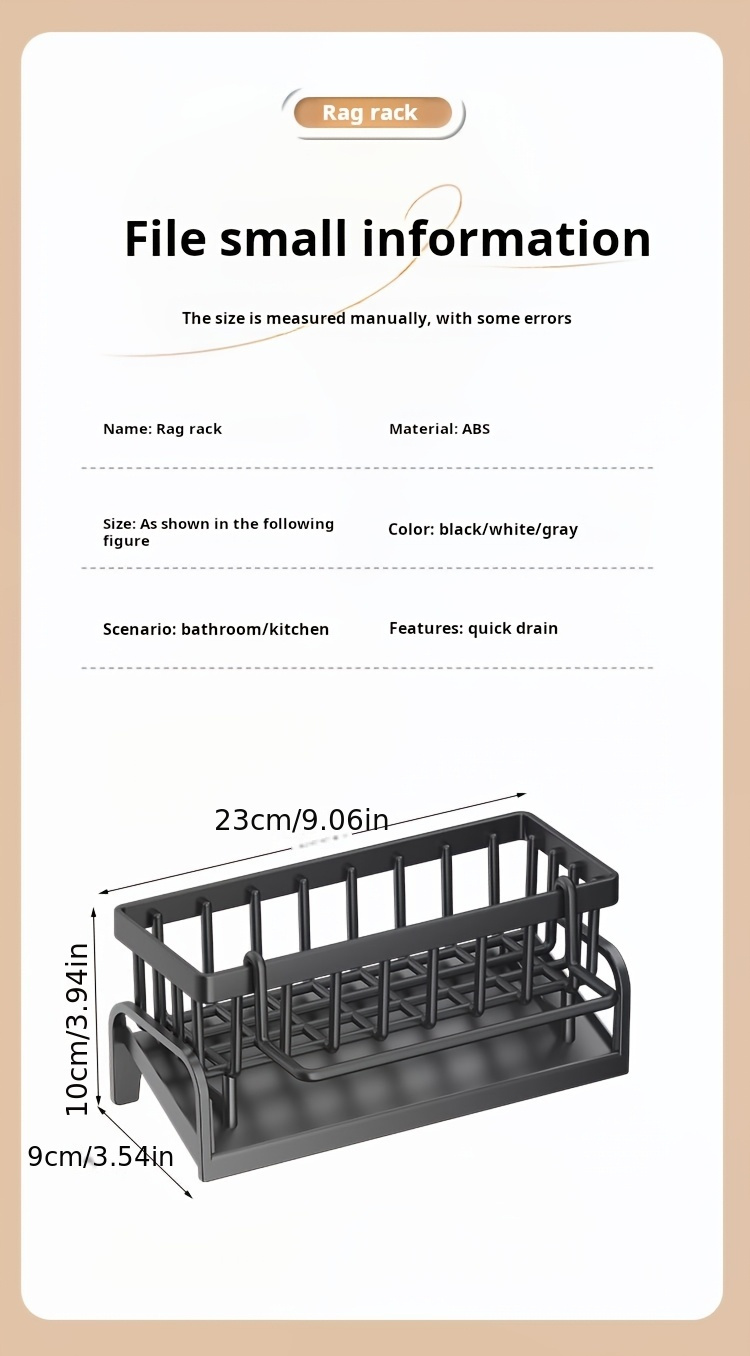 1  sink organizer   plastic dishwashing rack with drainage for sponges cloths soap storage details 7