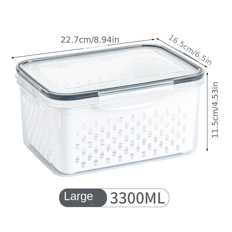 1pc Fruit Storage Container With Lid, Strainer Basket And Reusable