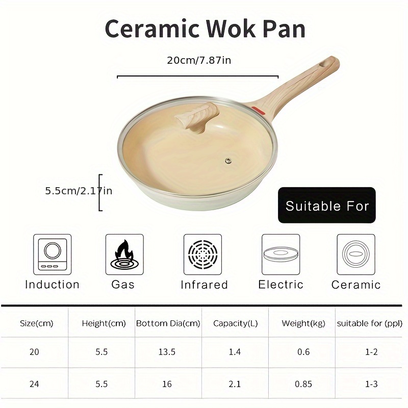 Ceramic Skillet With Lid Multifunctional Non stick Pan - Temu