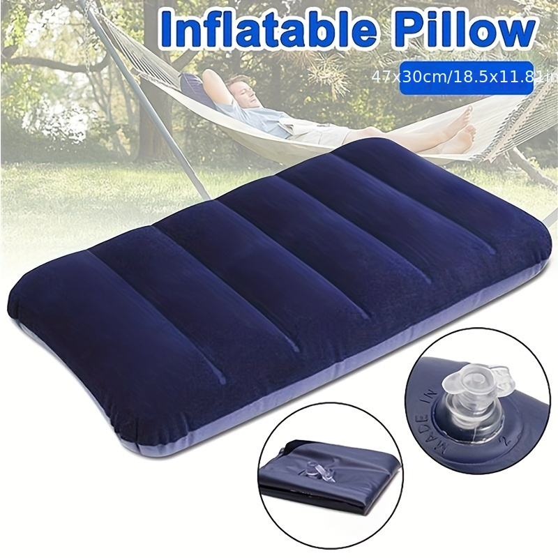 

Portable Inflatable Pillow 18.5x11.8" - Soft, Foldable Design For Travel & Home Use, Easy Air Fill, Snap Closure